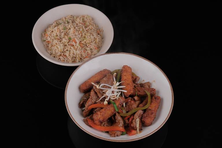 Beef with Crispy Eggplant