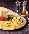 Omelet with kavurma and kaşar cheese
