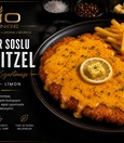 Chicken schnitzel with cheddar sauce