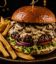 Burger with Mushroom Sauce in a Casserole