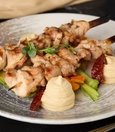 Chicken shish with hummus