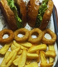 Burger with truffle mushroom sauce