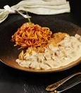 Crispy chicken with pasta