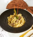Beef and mushroom fettuccine