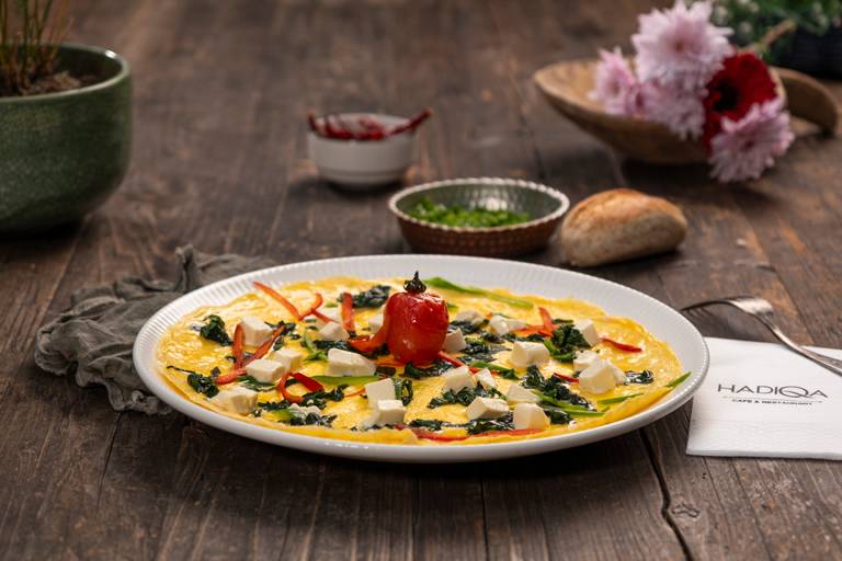 Spinach and goat cheese omelette