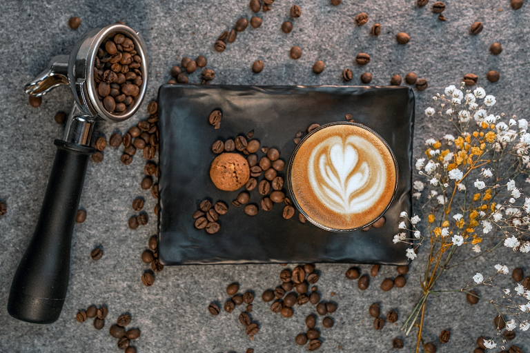 Cortado with double espresso, milk and cream
