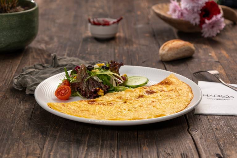 Classic omelette with Mediterranean greens