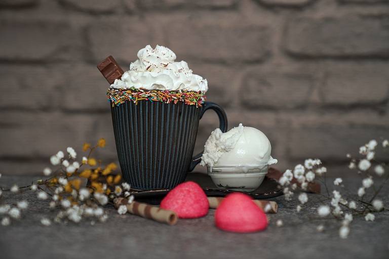 Hot chocolate with ice cream