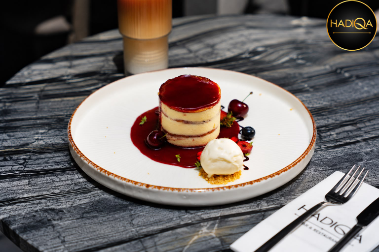 Raspberry and thyme mousseline sponge