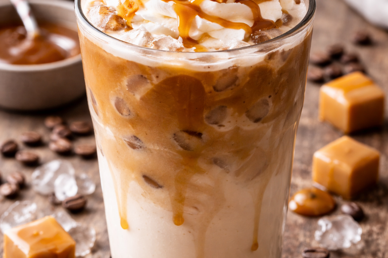 Iced caramel latte