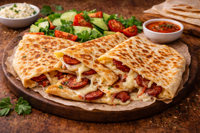 Gözleme with extra kaşar cheese