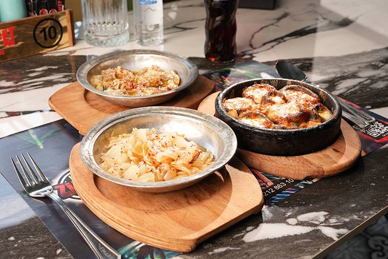 Magnificent Trio (hot roasted eggplant, hot roasted onion, oven-baked mushrooms with kaşar cheese)